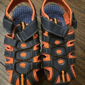 NWT Vibrant Orange and Black Kids Sandals